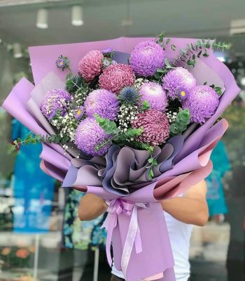 Bó hoa cúc mẫu đơn tím