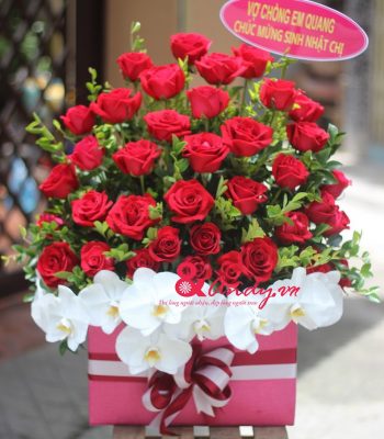 Giỏ hoa hồng đỏ